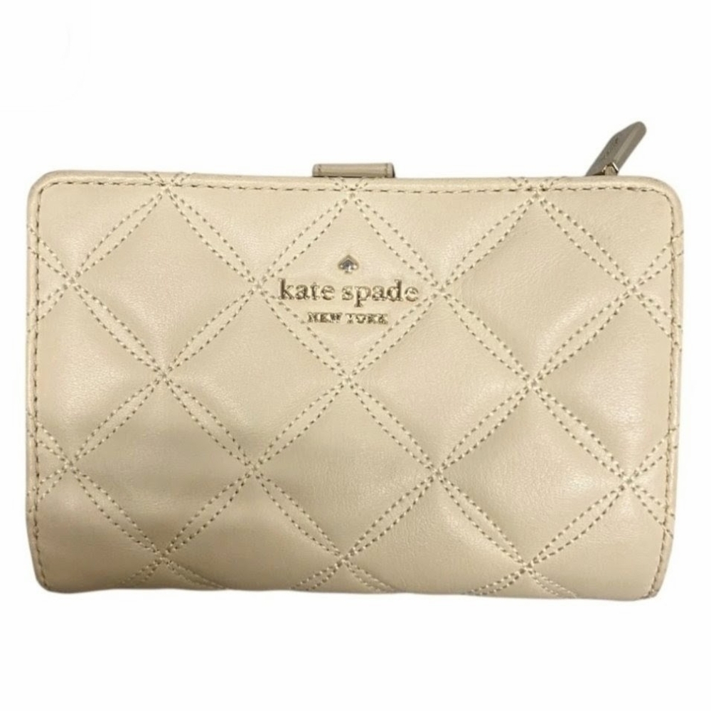 Kate spade Quilted Cream Leather Zip Wallet